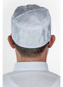 İhvan Online Topbaş Embroidery Patterned Pattern Fabric Skullcap White  - Image 3