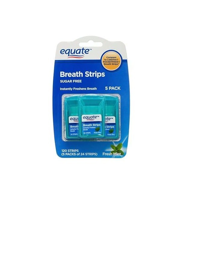 Equate Equate Breath Fresheners Strips, Fresh Mint, 24 Count, Pack of 5 (120 strips total)