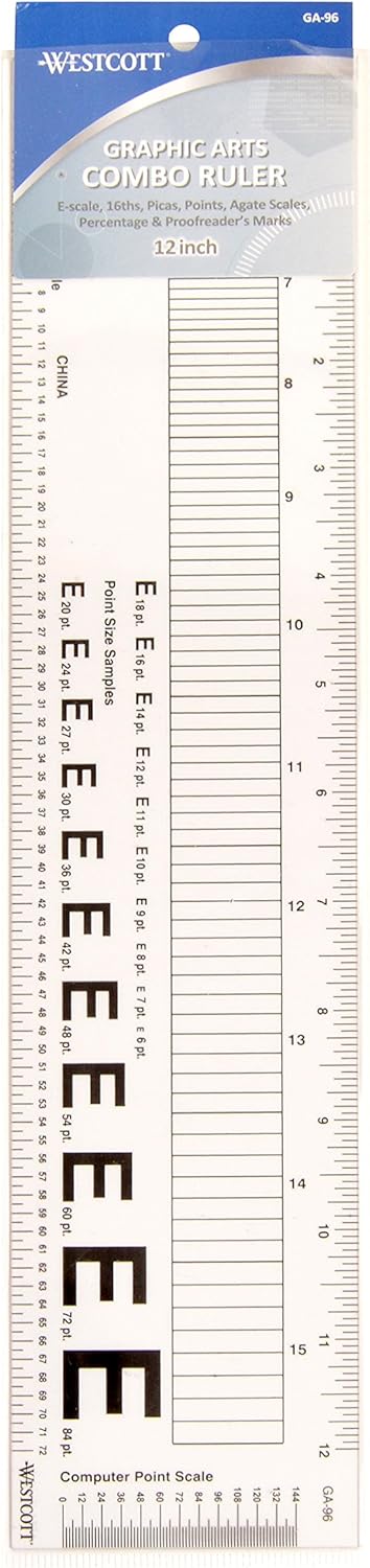 Westcott GA96 Computer Point  Pica Ruler Transparent Graphic Arts Ruler 12 Inch - Image 2