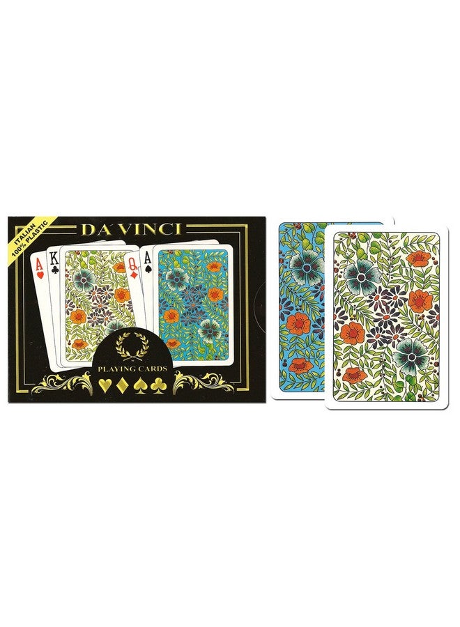 Da Vinci Fiori Italian 100% Plastic Playing Cards 2 Deck Bridge Size Small Print Regular Index Set