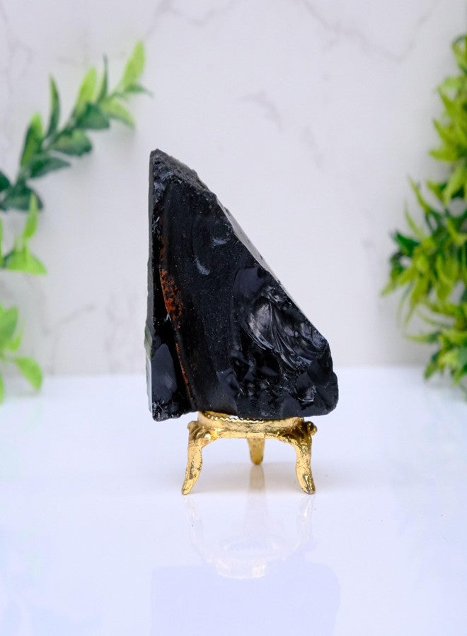 Pyramid Tatva Raw - Black Obsidian 100 Gram Rough Stone Natural Healing Crystal Stone Reiki Chakra Balancing - Image 1