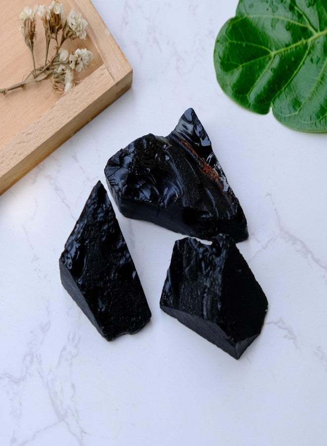 Pyramid Tatva Raw - Black Obsidian 100 Gram Rough Stone Natural Healing Crystal Stone Reiki Chakra Balancing - Image 2