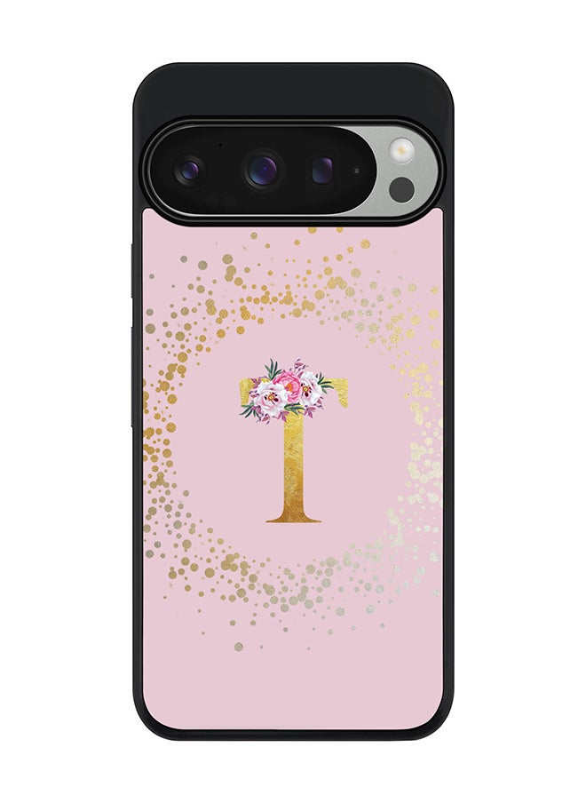 Stylizedd For Google Pixel 9 Pro Case,Slim fit Camera Protection, Shockproof Thin Phone cover - Custom Monogram Floral - T (Pink )  - Image 1