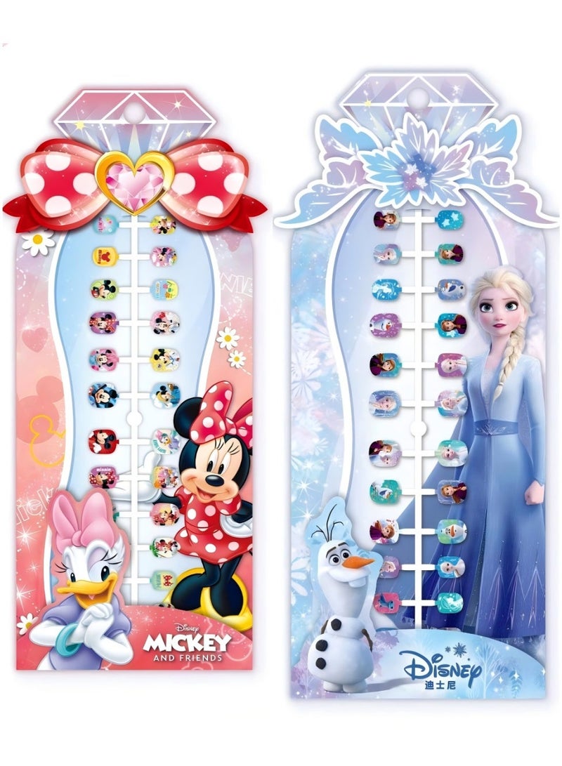 Disney 48 Pieces Of Children's Nail Sstickers Mickey Cartoon Nail Stickers Frozen Children's Nail Stickers Set Self-adhesive Non-Toxic And Odorless Girl Princess Nail Stickers - Image 1