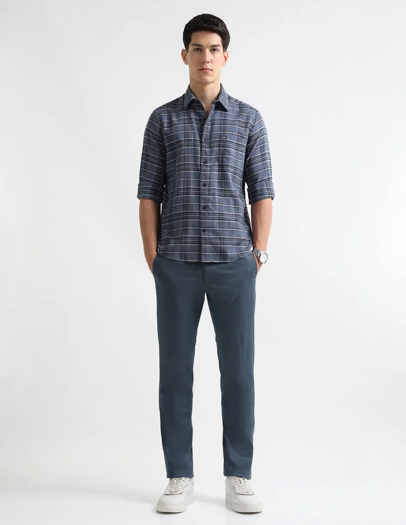 Arrow Blue Tartan Checked Outdoor Shirt for Men | Best Price UAE
