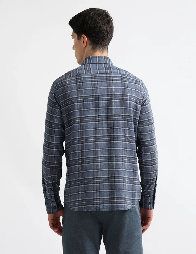 Arrow Blue Tartan Checked Outdoor Shirt for Men | Best Price UAE