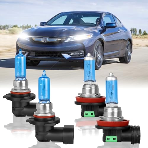 XRDHJI Fit for Honda Accord 2013 2014 2015 2016 2017 2018 & 2008-2012 Coupe High Performance Halogen Headlight Bulbs,9005 High Beam + H11 Low Beam Headlamp Replacement Bulbs Kit, Plug and Play,Pack of 4 - Image 1