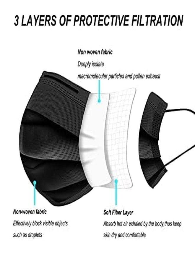 SWOPPERRY Non-Woven Fabric Disposable 3-Ply Surgical Mask (Black) | Fabric Surgical Disposable Masks with Nose Clip for Unisex | Without Valve (100) - Image 3