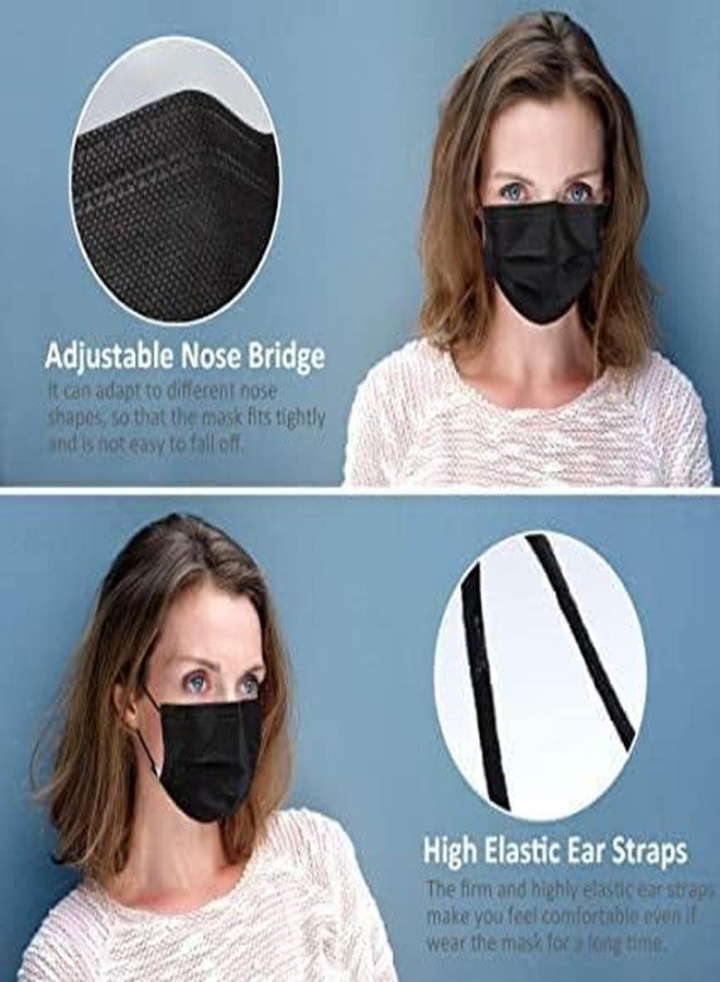 SWOPPERRY Non-Woven Fabric Disposable 3-Ply Surgical Mask (Black) | Fabric Surgical Disposable Masks with Nose Clip for Unisex | Without Valve (100) - Image 5
