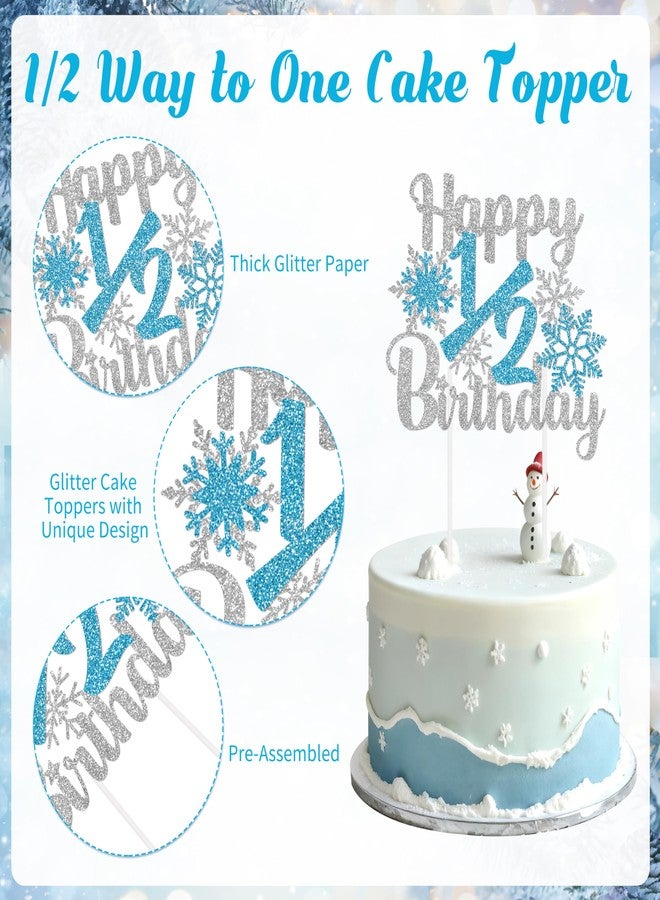THAWAY 1/2 Birthday Snowflake Half Birthday Decorations - Snowflake It's My 1/2 Birth Banner Glitter Cake Topper Tassel High Chair Banner & Crown, Hat Halfway to One Boy Girl Party Supplies - Image 5