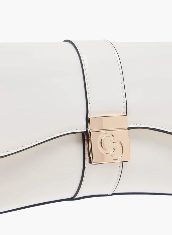Celeste Women Solid Crossbody Bag with Button Closure and Chain Strap