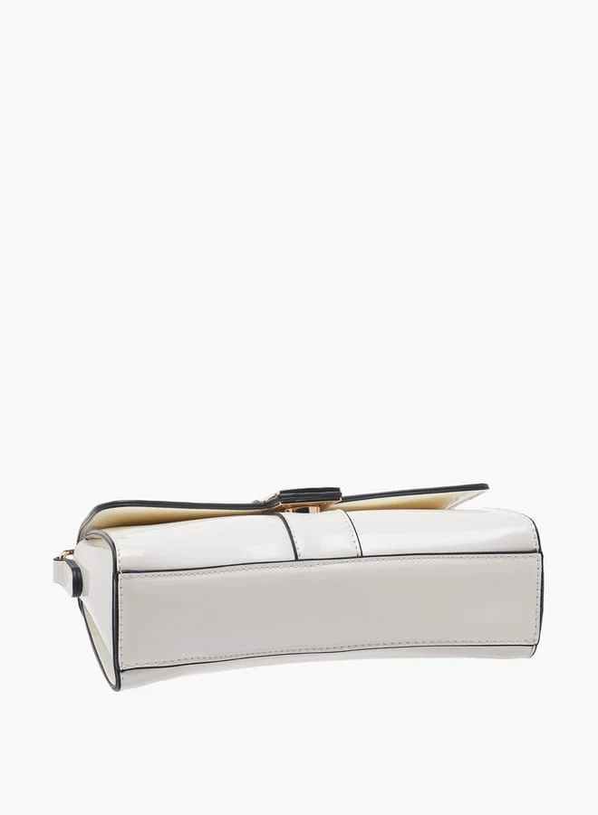 Celeste Women Solid Crossbody Bag with Button Closure and Chain Strap