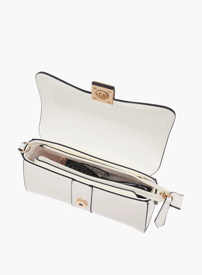 Celeste Women Solid Crossbody Bag with Button Closure and Chain Strap
