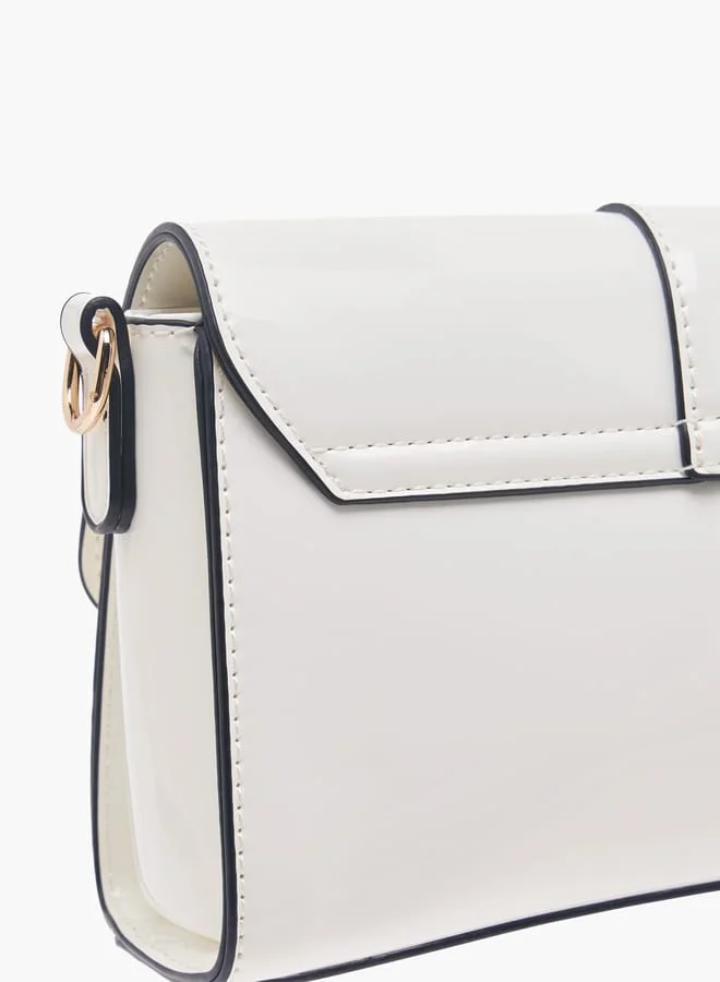 Celeste Women Solid Crossbody Bag with Button Closure and Chain Strap