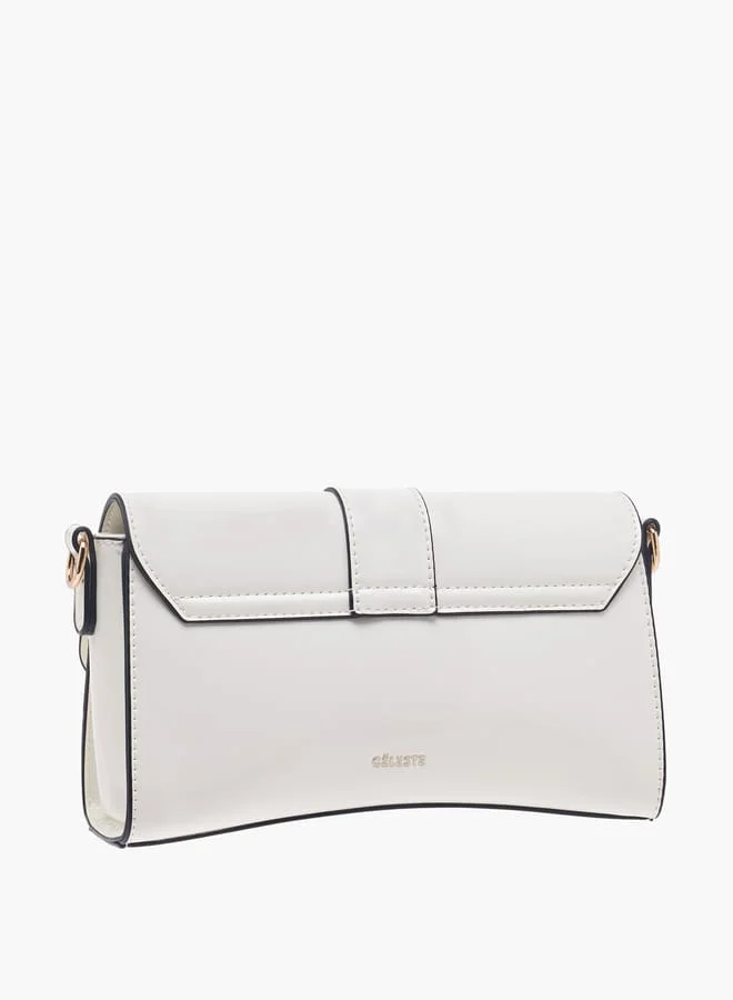 Celeste Women Solid Crossbody Bag with Button Closure and Chain Strap
