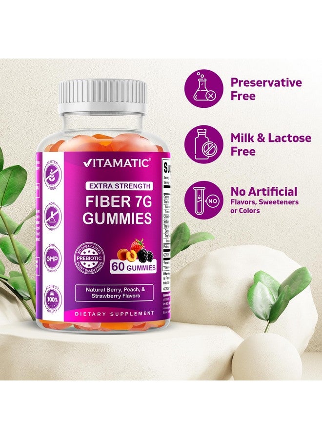 Vitamatic 2 Pack Prebiotic Fiber Gummies for Adults - 7G Fiber Extra Strength - Zero Sugar Added - 60 Pectin Based Gummies - Digestive Health & Regularity Support, (Total 120 Count) - Image 4