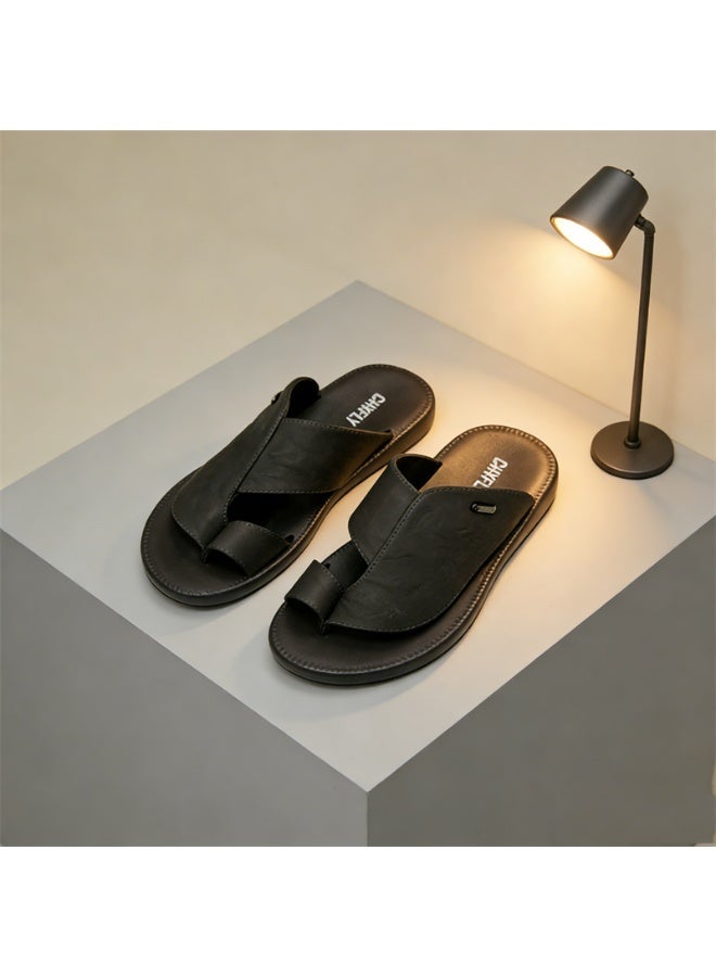 Men's Arabian-Style Toe-Ring Slippers, Open-Toe Flat Slippers, Soft And Non-Slip Casual Summer Slippers, Can Be Paired With A Robe, Suitable For Everyday Indoor And Outdoor Wear In The Gulf Region - Image 4