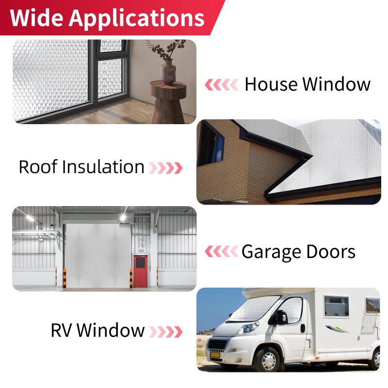 Aggsound Reflective Insulation Aluminum Foil Sheets 23.6 in X 10ft, Bubble Wrap for Packing Attic Door Insulation Cover, Window Tint for Home Heat Blocking, Window Film, Garage Door Screenï¼Œ3mm - Image 5