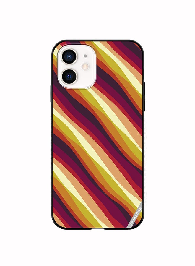 VR CREATIVE Protective Case Cover For Apple iPhone 12 Colorful With Curved Lines Pattern2 Design Multicolour - Image 1
