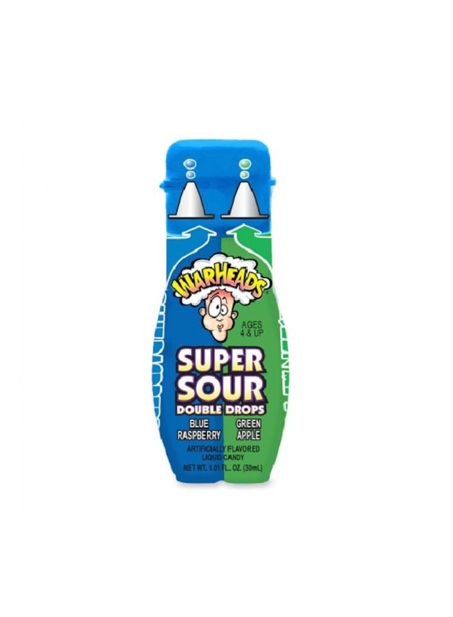 Warheads Super Sour Double Drops Assorted (2 flavours from Watermelon, Blue Raspberry or Green Apple) 30ml - Image 1