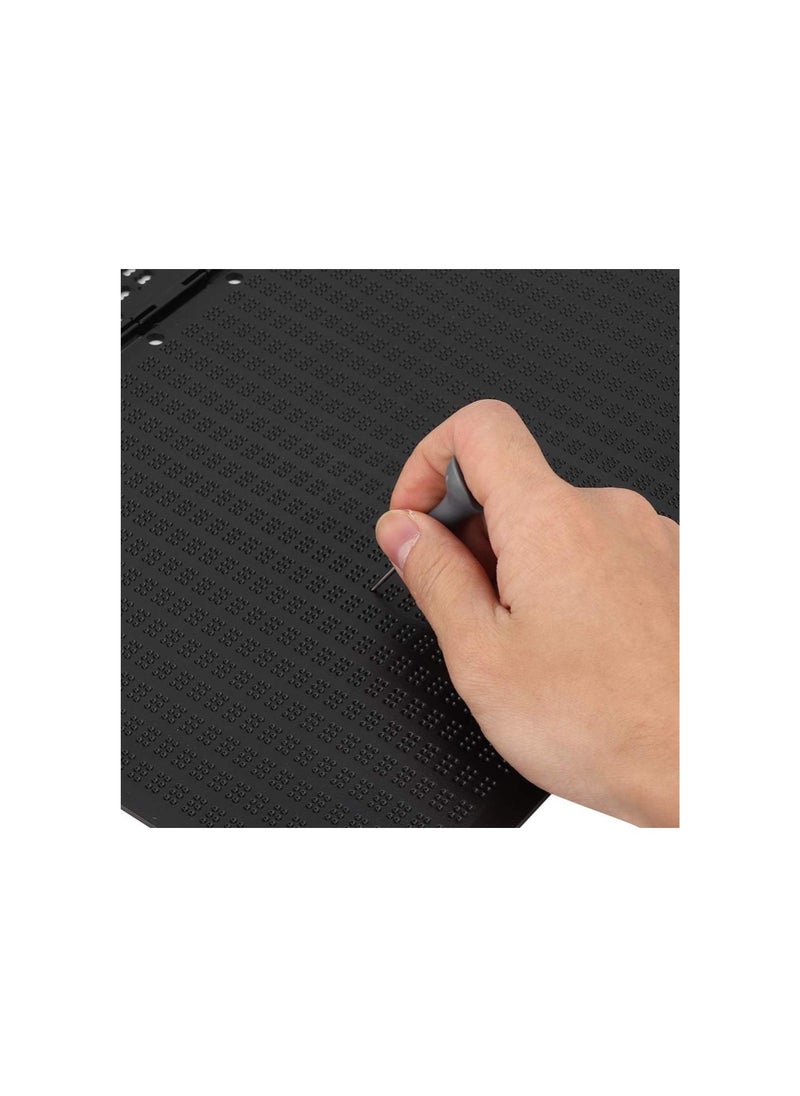 27 Lines 30 Cells Braille Writing Slate with Stylus Portable Braille Fingerboard Writing Learning Tool for Blind and Visually Impaired, 12 x 8.7in