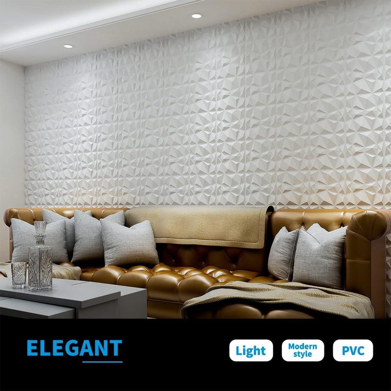 Decorative 3D Wall Panels in Diamond Design, PVC 3D Wall Panel Diamond, for Interior Decor (White, 30 * 30cm, 10Pcs) - Image 4