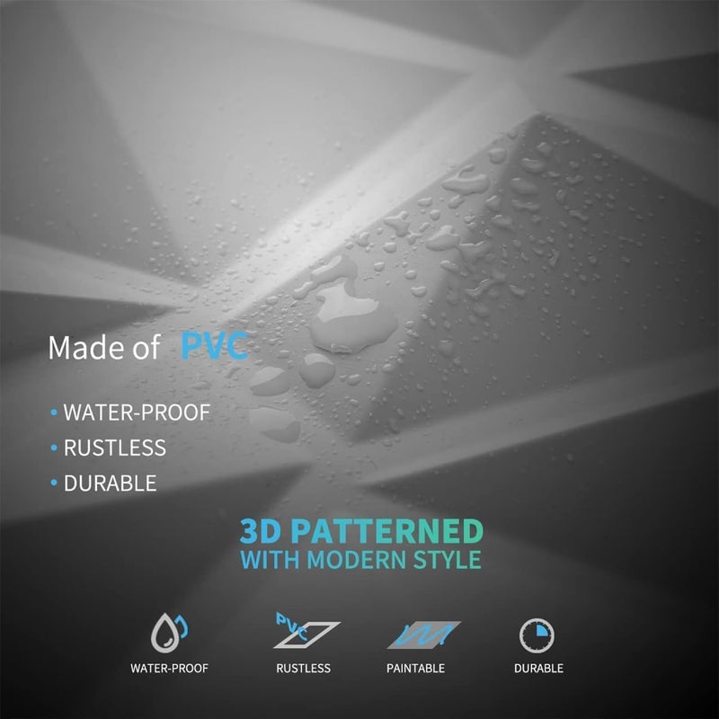 Decorative 3D Wall Panels in Diamond Design, PVC 3D Wall Panel Diamond, for Interior Decor (White, 30 * 30cm, 10Pcs) - Image 3