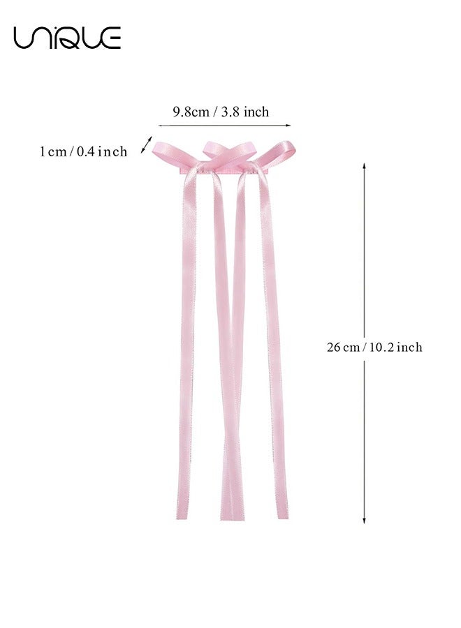 يونيك مشبك شعر 6 قطع - مشبك شعر مزدوج القوس - مشبك شعر شرابة طويل - للحفلات / العرض / الزفاف - وردي / أبيض / أسود - Image 2