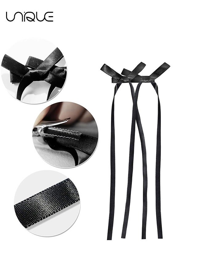 يونيك مشبك شعر 6 قطع - مشبك شعر مزدوج القوس - مشبك شعر شرابة طويل - للحفلات / العرض / الزفاف - وردي / أبيض / أسود - Image 3