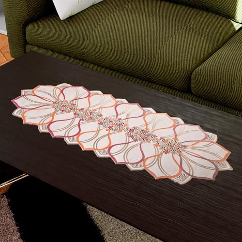 Kuber Industries Table Runner | PVC Dining Table Runner | Center Table Runner | Multi Leaf Table Runner | Table Runner Mat | Table Runner for Home Décor | Golden - Image 1