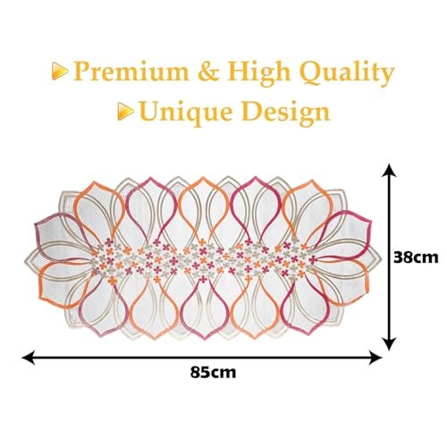 Kuber Industries Table Runner | PVC Dining Table Runner | Center Table Runner | Multi Leaf Table Runner | Table Runner Mat | Table Runner for Home Décor | Golden - Image 3