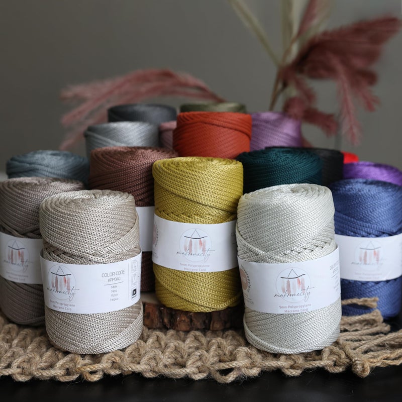 Makromecity, Premium Polyester Macrame Cord 5mm x 104 Yards (311 feet) 5mm Polypropylene Macrame Cord Crochet Macrame Bag Cord Crafts for Wall Hangings, Bags, Underplate, Rug (Latte) - Image 5