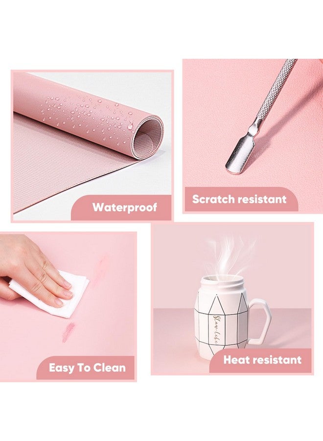 Subay Nail Art Table Mat, (MAT ONLY) Soft Microfiber PU Leather Nail Hand Rest for Nail Arm Rest Cushion, Foldable Nail Art Rest Pillow Manicure Pad Desk Mat - Pink - Image 4