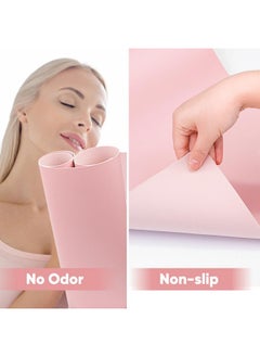 Subay Subay Nail Art Table Mat, (MAT ONLY) Soft Microfiber PU Leather Nail Hand Rest for Nail Arm Rest Cushion, Foldable Nail Art Rest Pillow Manicure Pad Desk Mat - Pink  - Image 5