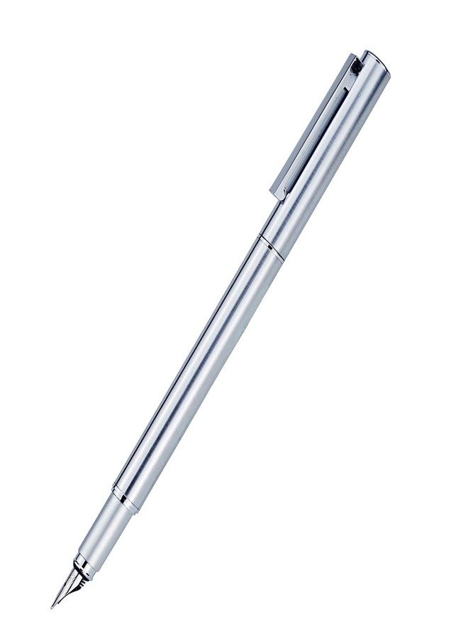 Asvine Hongdian 516 Stainless Steel Fountain Pen Fine Nib, Classic Design with Converter and Pen Pouch - Image 1