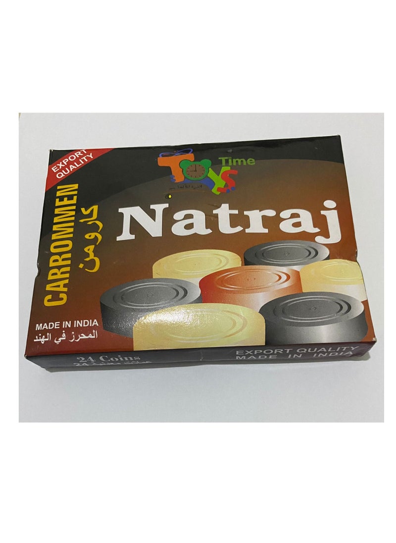 null - مجموعة عملات خشبية مكونة من 25 قطعة للعبة كاروم مع سترايكر - Image 1