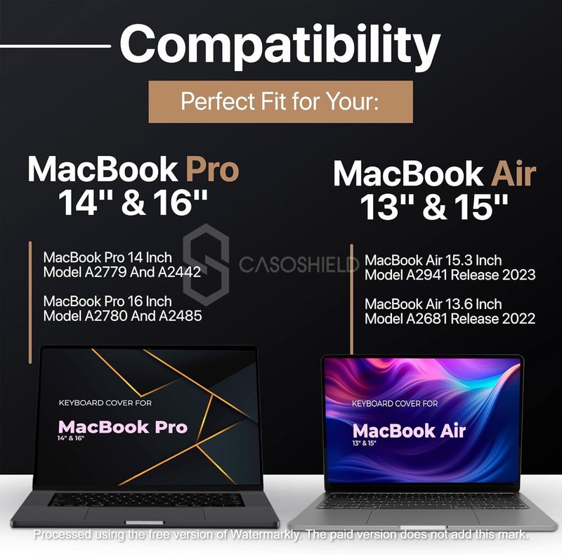 CASOSHIELD Premium Keyboard Cover for 2025-2021 MacBook Pro 14 16 inch M4 M3 M2 M1 Pro/Max, MacBook Air 15" 13.6" M4 M3 M2 Chip A3241 A3114 A2941 A3240 A3113 A2681 Ultra Thin Skin, Tinted - Image 5