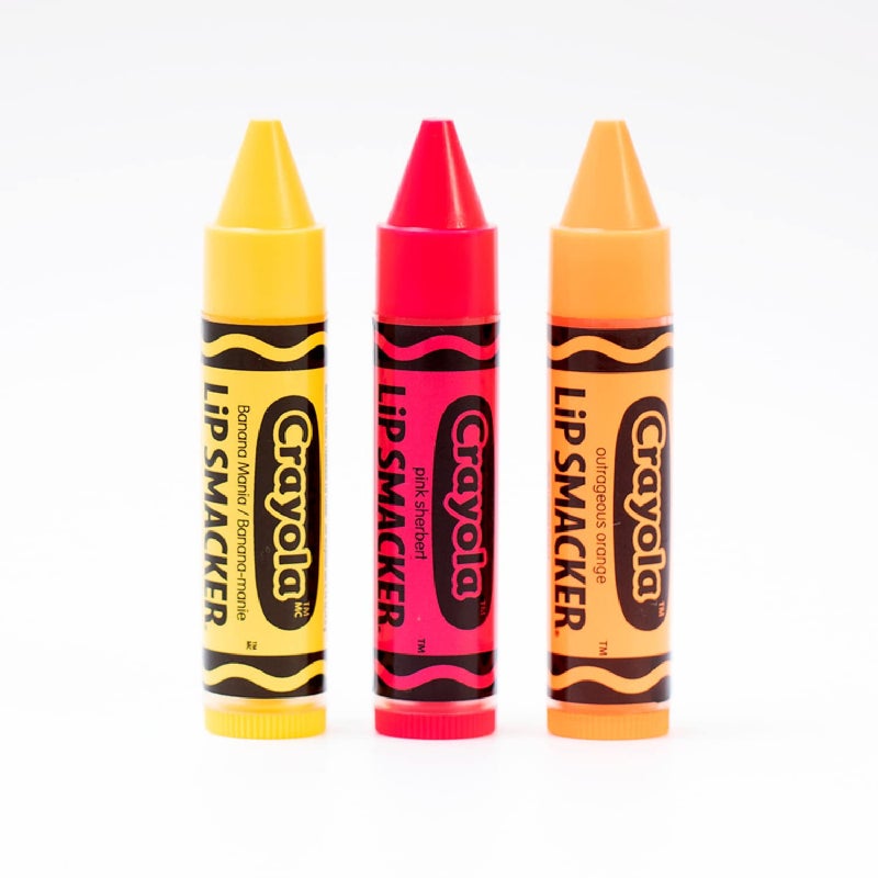 Lip Smacker Crayola Crayon Flavored Lip Balm - Moisturizing, Soothing Trio Banana Mania, Pink Sherbert, & Outrageous Orange - Image 2