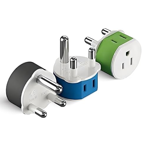 OREI South Africa, Botswana, Namibia Power Plug Adapter with 2 USA Inputs - Travel 3 Pack - Type M (US-10L), Safe Grounded Use with Cell Phones, Laptop, Camera Chargers, CPAP, and More - Image 1