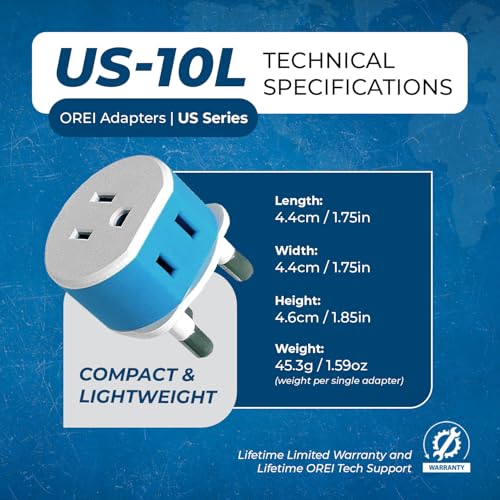 OREI South Africa, Botswana, Namibia Power Plug Adapter with 2 USA Inputs - Travel 3 Pack - Type M (US-10L), Safe Grounded Use with Cell Phones, Laptop, Camera Chargers, CPAP, and More - Image 5