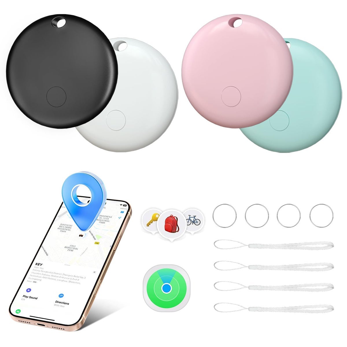 Tracker Tags for Apple Find My, Key Finder for Luggage Keys Wallet 4Col