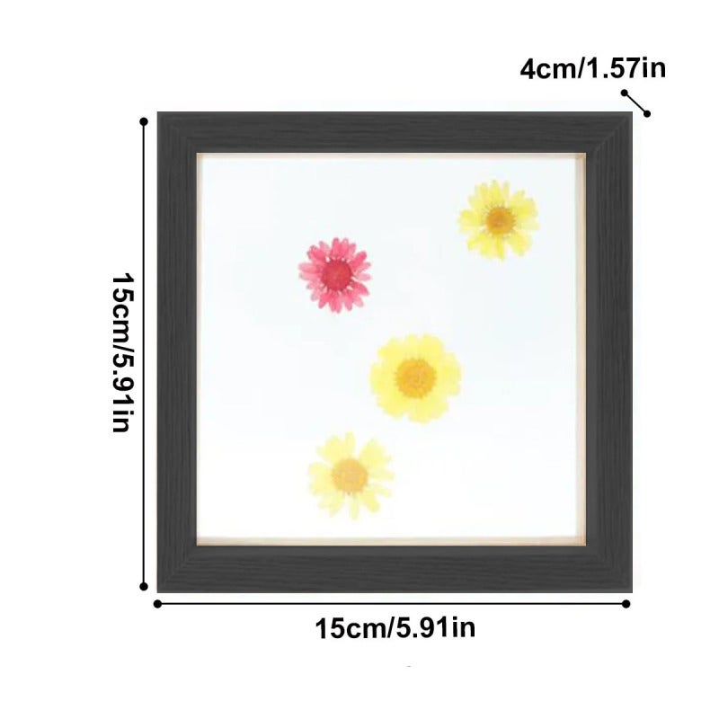 Square 6 Inch Wooden Photo Frame - Double-Sided Real Glass 360° Rotatable Textured Smooth Surface for Tabletop Wedding Decoration - Image 3