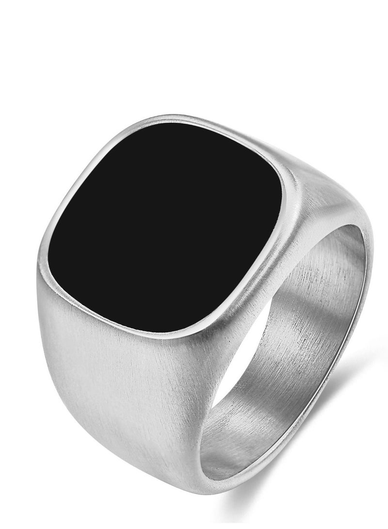 Loquat Stainless Steel Solid Polished Signet Ring