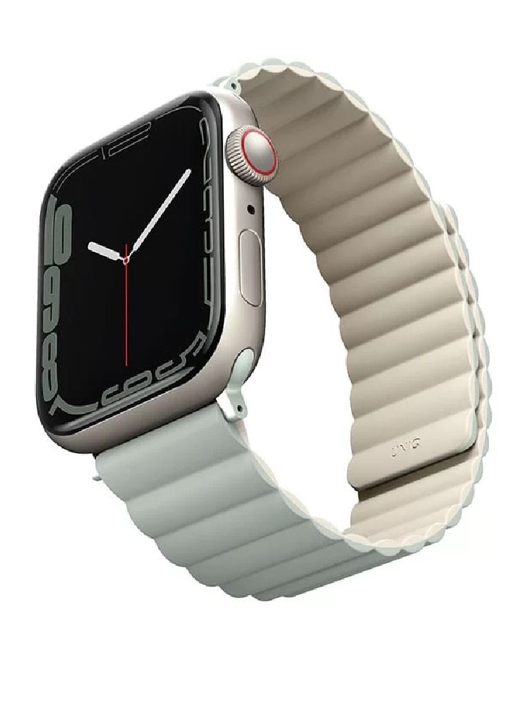 Zoom Plus New Bluetooth Call With Reversible Magnetic Band Sports Fitness Tracker Water Resistant Smartwatch For IOS Android (Sage/Beige) - Image 2