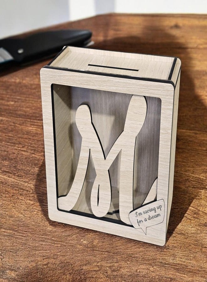 LACUM® Letter Piggy Bank - Custom Wooden Money Bank for Kids & Adults - Sunmica Coated Engineering Wood with Transparent Acrylic Front - Unique Gifts (Letter M) - Image 2