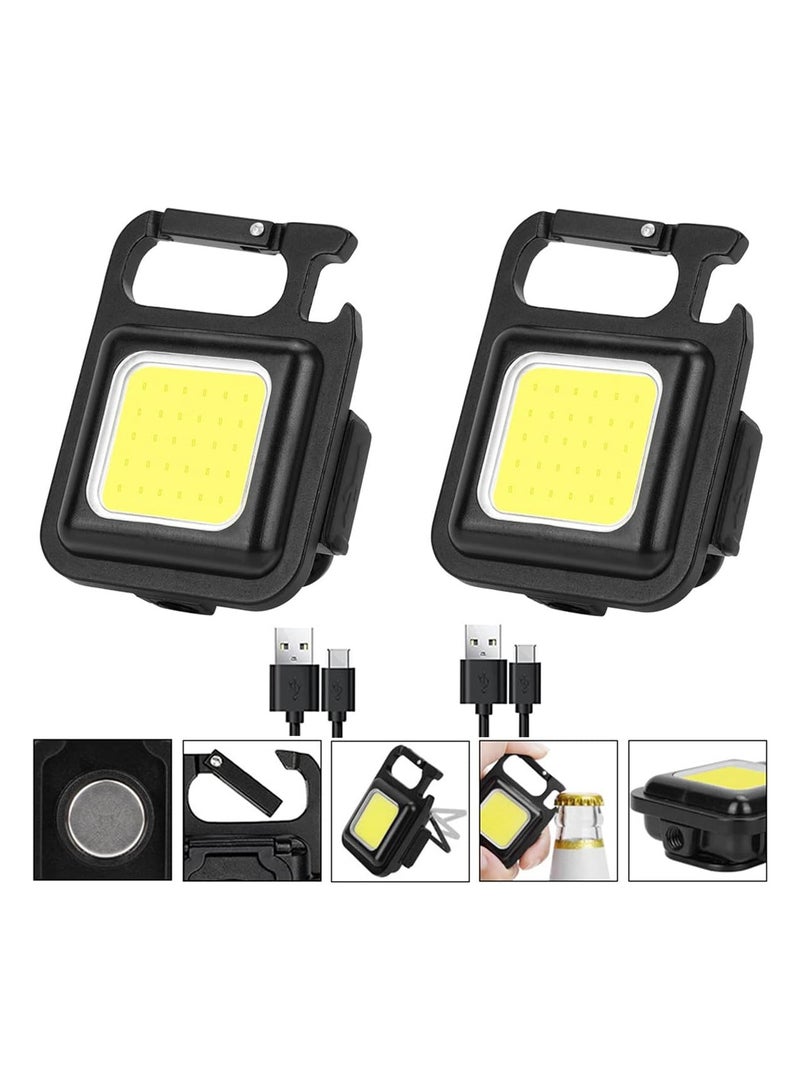 مصابيح يدوية صغيرة، 800 لومن قابلة لإعادة الشحن، مصباح جيب صغير الحجم قابل لإعادة الشحن، 4 أوضاع إضاءة، مصباح جيب EDC صغير مغناطيسي ومشرق ومضغوط مع قابل للطي... - Image 1