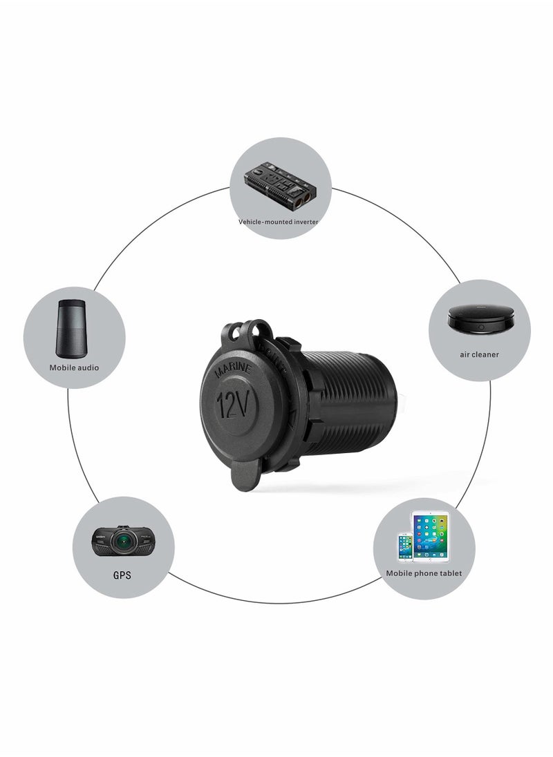 Excefore Universal 12V/24V Car Cigarette Lighter Socket, for Car Marine Motorcycle ATV RV and More, Car Interior Accessories with Waterproof Receptacle  - Image 2