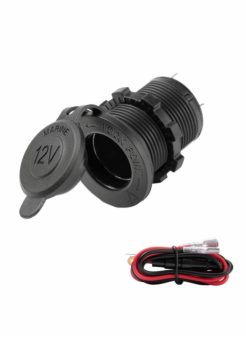 Excefore Universal 12V/24V Car Cigarette Lighter Socket, for Car Marine Motorcycle ATV RV and More, Car Interior Accessories with Waterproof Receptacle  - Image 1