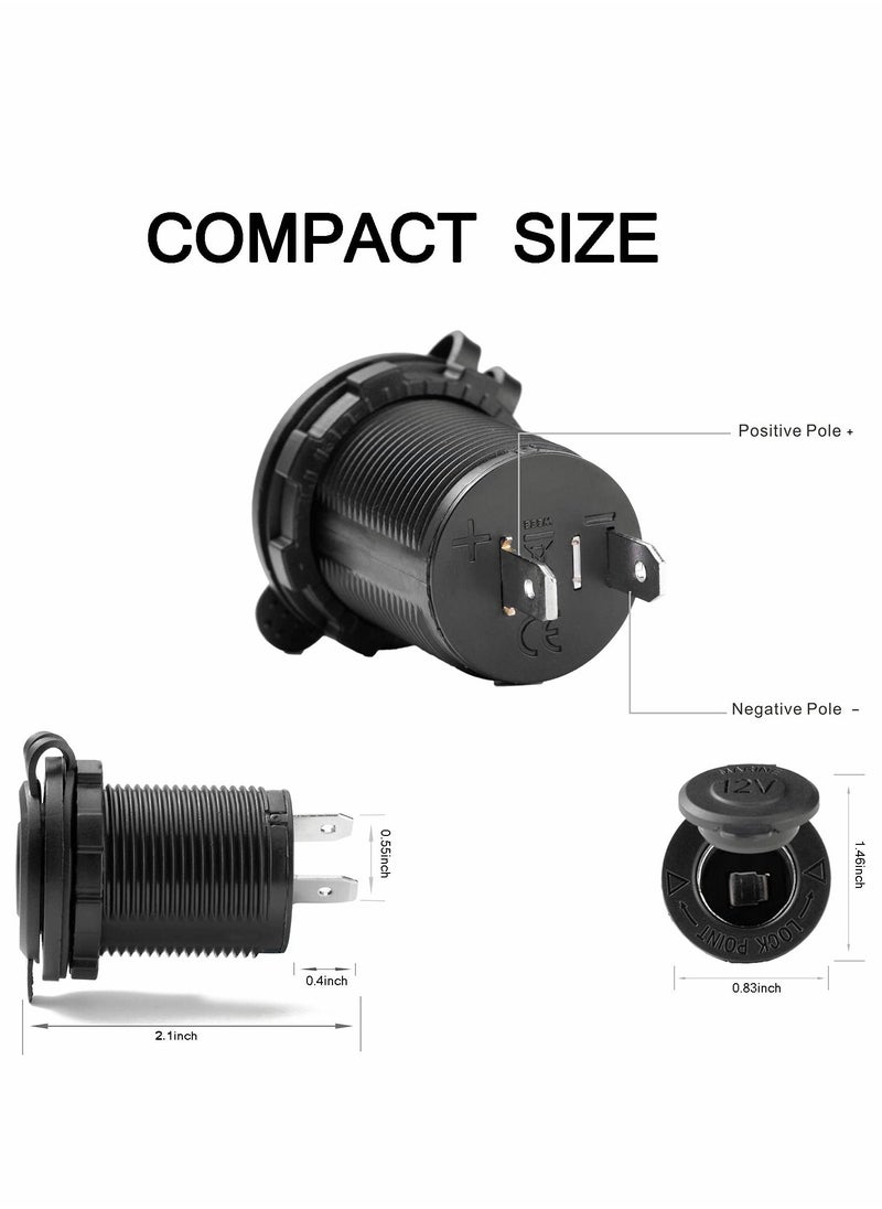 Excefore Universal 12V/24V Car Cigarette Lighter Socket, for Car Marine Motorcycle ATV RV and More, Car Interior Accessories with Waterproof Receptacle  - Image 4