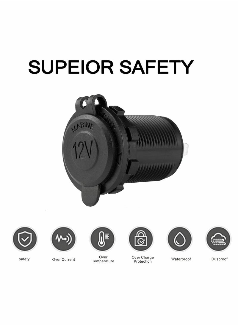 Excefore Universal 12V/24V Car Cigarette Lighter Socket, for Car Marine Motorcycle ATV RV and More, Car Interior Accessories with Waterproof Receptacle  - Image 5